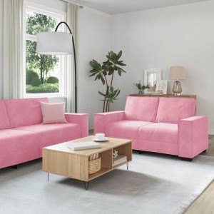vidaXL 3-Tlg Sofagarnitur mit Kissen Rosa Samt 3324621
