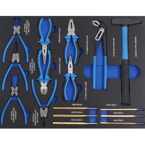 TRUTZHOLM Werkstattwagen Einlage mit Hammer, Zangen und Durchschlägern, blau.