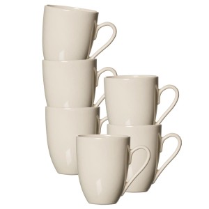 Ritzenhoff & Breker Cecina Kaffeebecher 6er Set, beige. Steinzeug Tassen gestapelt.