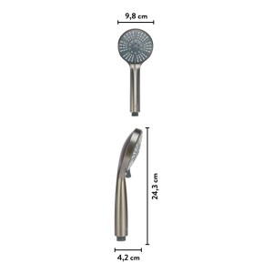 baliv Handbrause HBR-100.22 Gunmetal, 5 Strahlarten, 24,3 cm lang, 9,8 cm Ø. Wassersparende Duschbrause mit Antikalk-Noppen.