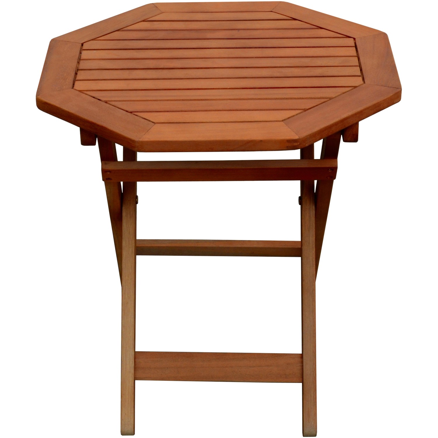 Achteckiger, brauner Garden Pleasure Klapptisch MAYFIELD, 46,5x46,5 cm, aus Holz. Gartentisch für Balkon und Terrasse.