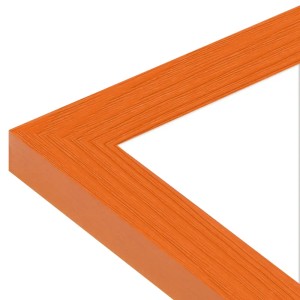 Detailansicht: Orangefarbener WANDStyle Bilderrahmen H300 aus Massivholz, 21x29,7 cm.