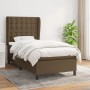 Dunkelbraunes vidaXL Boxspringbett 90x190 cm mit Stoffbezug und gestepptem Kopfteil.