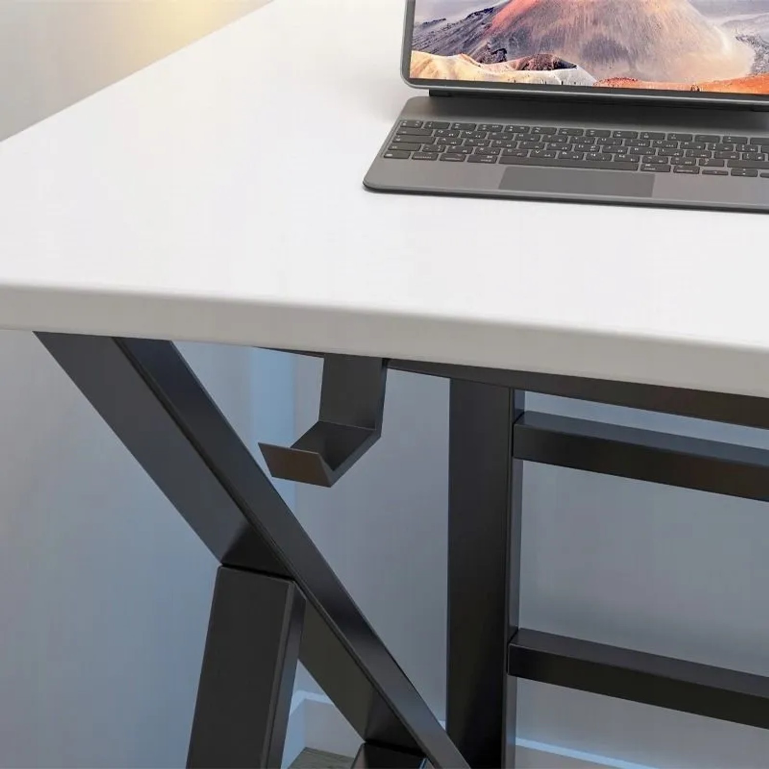 Rebiko Weißer Moderner Gaming-Computertisch für Gamer Loft Groß 120 cm_2