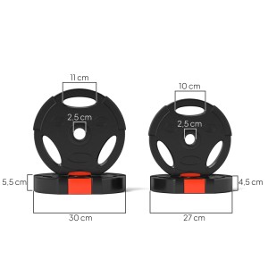 SPORTNOW Hantelscheiben Set, Kunststoff/Sand, schwarz, 2x 7,5 kg & 2x 5 kg, mit Grifföffnungen.