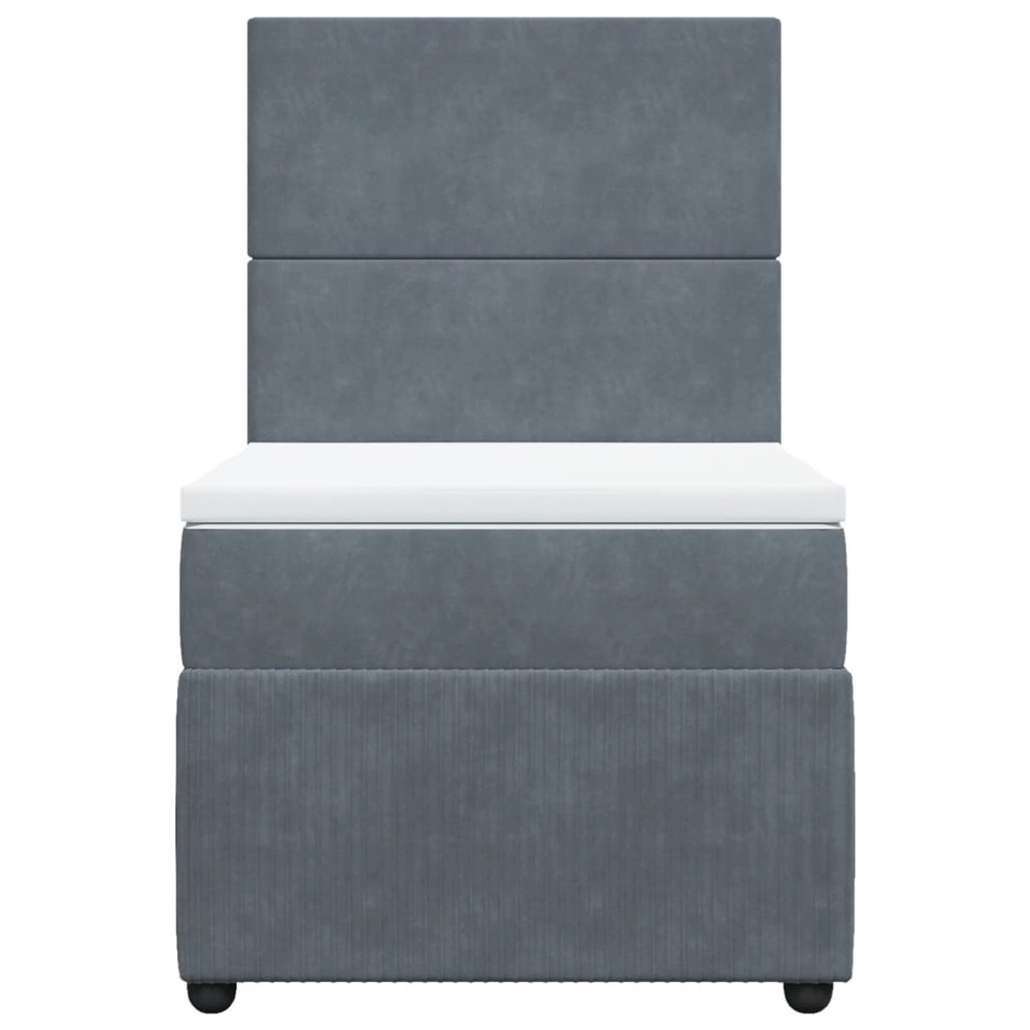 Dunkelgraues vidaXL Boxspringbett 90x190 cm mit Matratze und Kopfteil aus Samt.