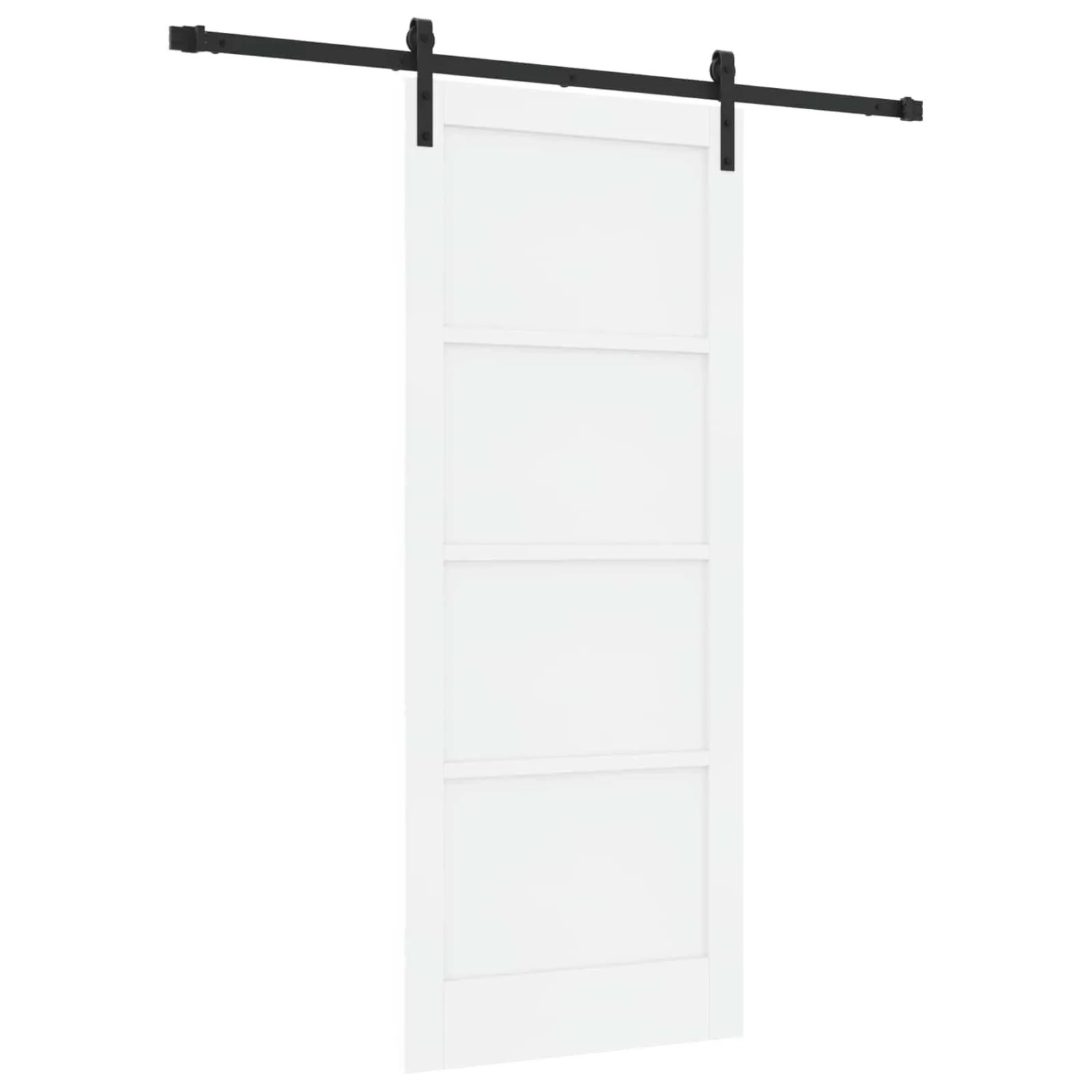 vidaXL Schiebetür Weiß und Schwarz 83 x 202 cm Massives Kiefernholz 3445398