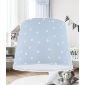 Blaue Dalber Deckenlampe Sterne für Kinderzimmer mit weißen Sternen.