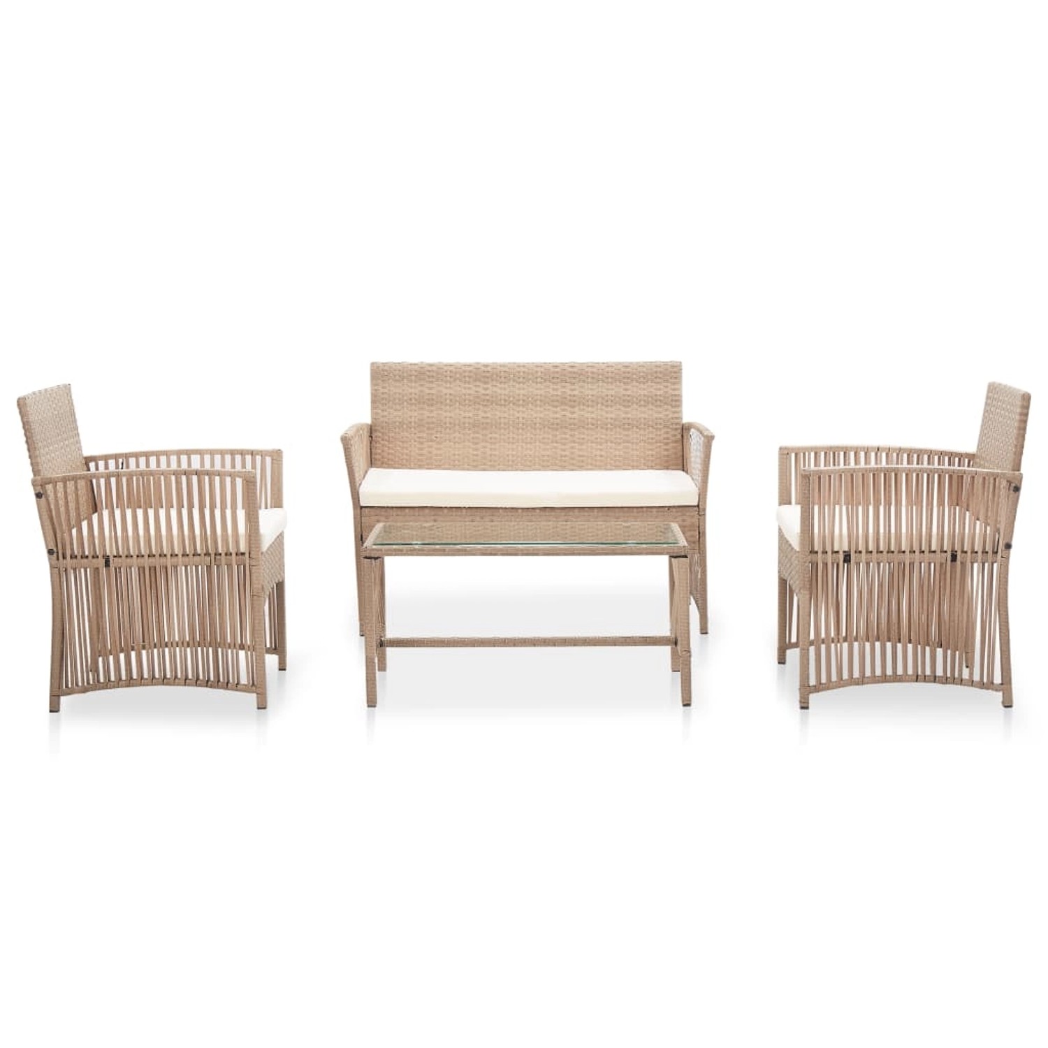 vidaXL 4-tlg Garten-Lounge-Set mit Auflage Poly Rattan Beige günstig online kaufen