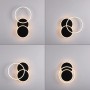 Moderne, schwarze LED-Wandlampe Sevent mit schwenkbarem Ring. Dekorative Deckenleuchte.