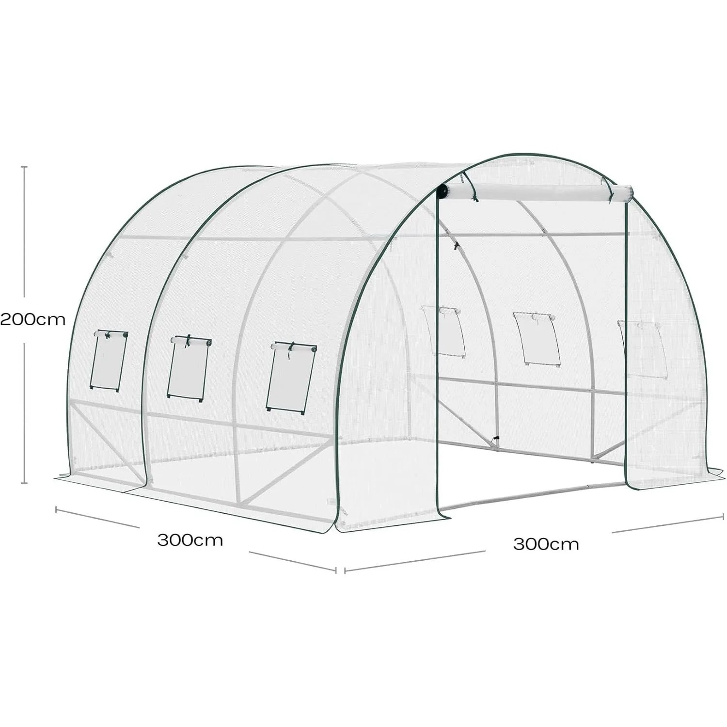 WOLTU Gewächshaus Winterfest mit Tür 6 Fenstern 300x300x200 cm Weiß_3