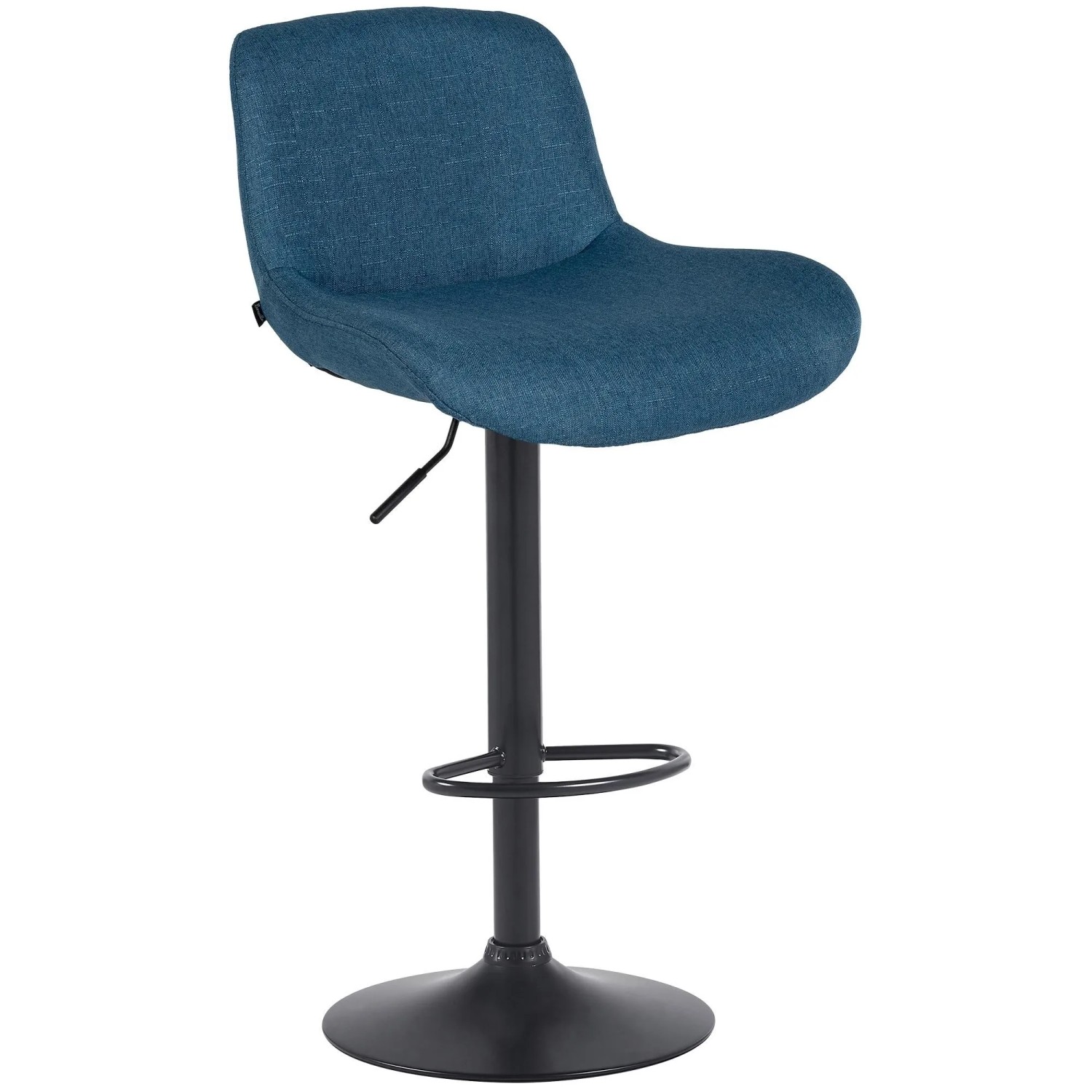 DELUKE Barhocker PONOR Stoff Blau 50x50x85cm Schwarz Barstuhl Höhenverstellbar Mit Lehne Drehbar Tresenhocker Tresenstuhl