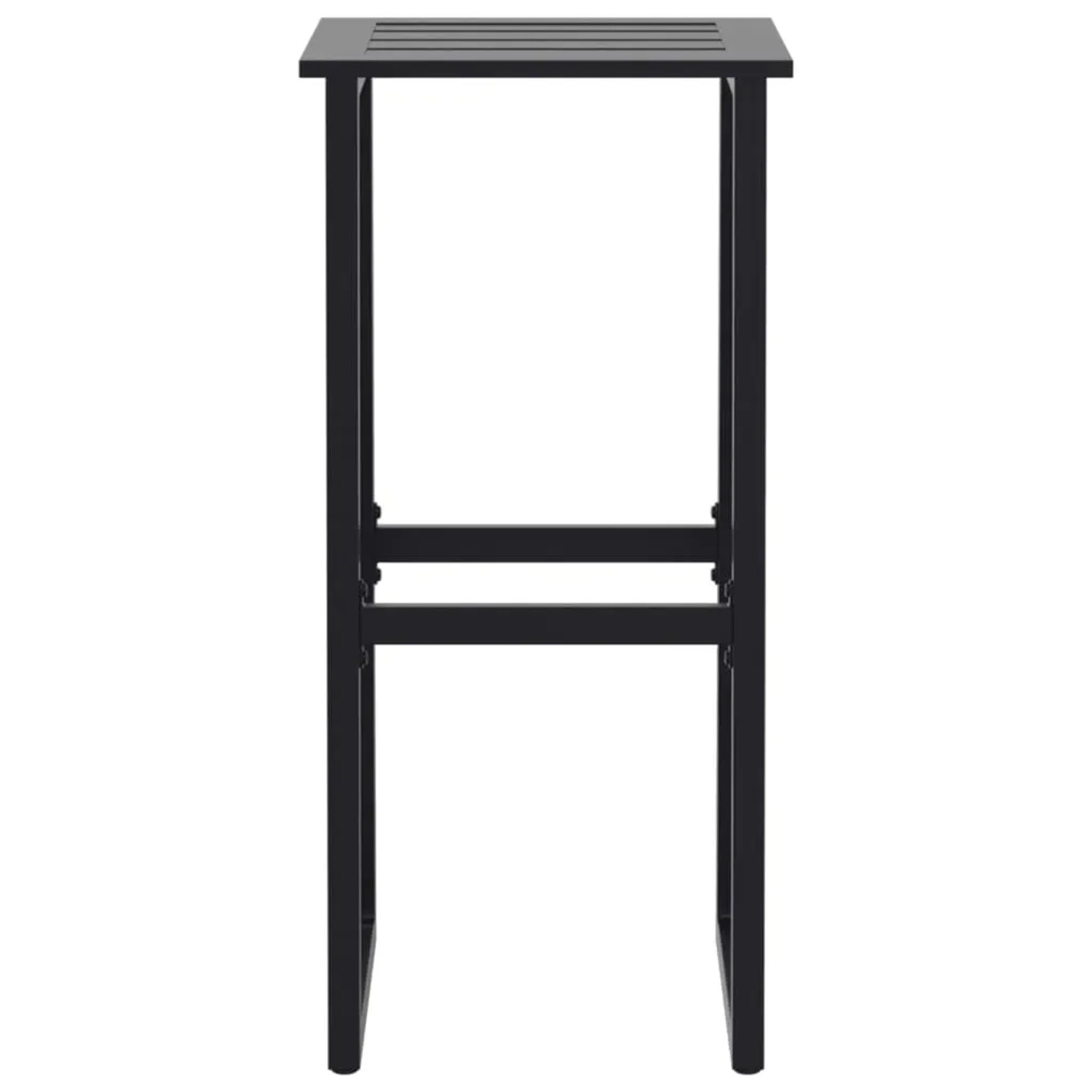 2er Set vidaXL Barhocker, schwarz, aus pulverbeschichtetem Stahl für Garten, Terrasse oder Balkon.