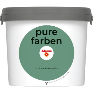 Eimer Alpina Pure Farben Rosmaringrün, matte Wandfarbe für Innenräume.