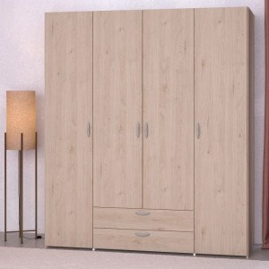 Parisot Kleiderschrank in Jackson Eiche Drehtürenschrank 4-Türig 160 x 185 cm Enjour
