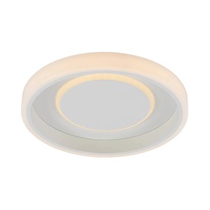 Dimmbare LED Deckenleuchte Wikani in Weiß mit Leselampe für Wohnzimmer.