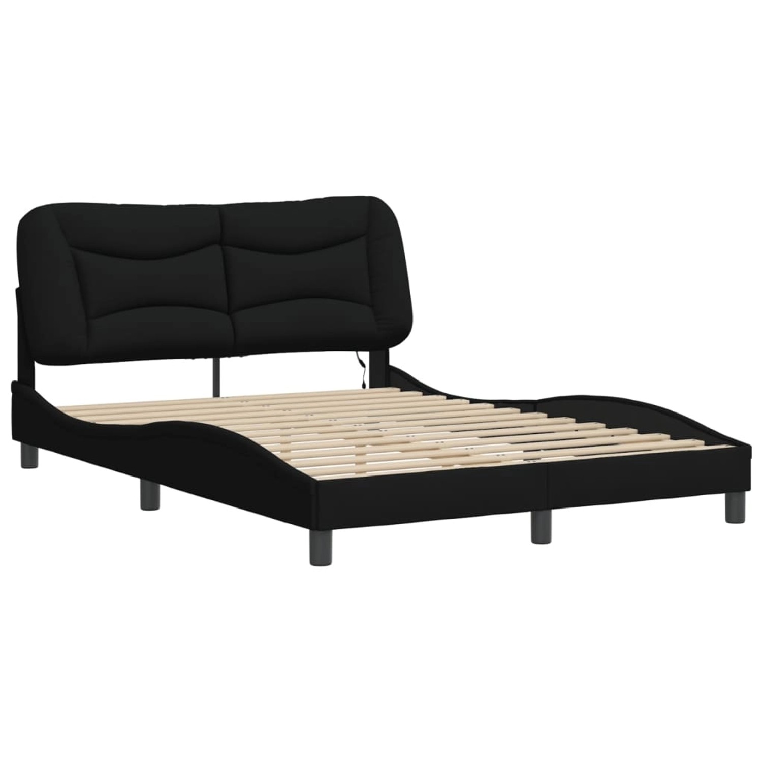 vidaXL Bettgestell mit LED ohne Matratze Hvar Schwarz 140x190 cm Stoff 3213 günstig online kaufen