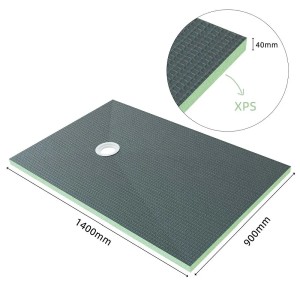 AICA Duschwanne 140x90cm aus XPS mit Ablaufgarnitur, ideal für bodengleiche Duschen.