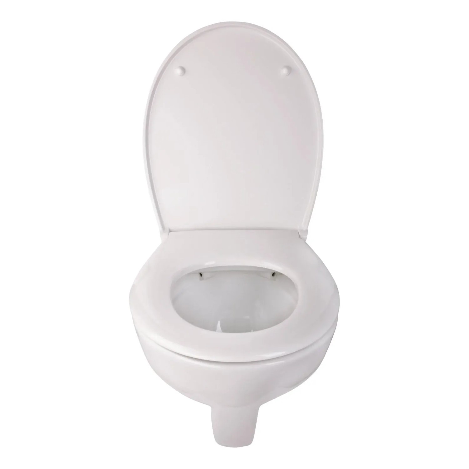 Weißes, erhöhtes Wand-WC-Set mit offenem WC-Sitz von Calmwaters.