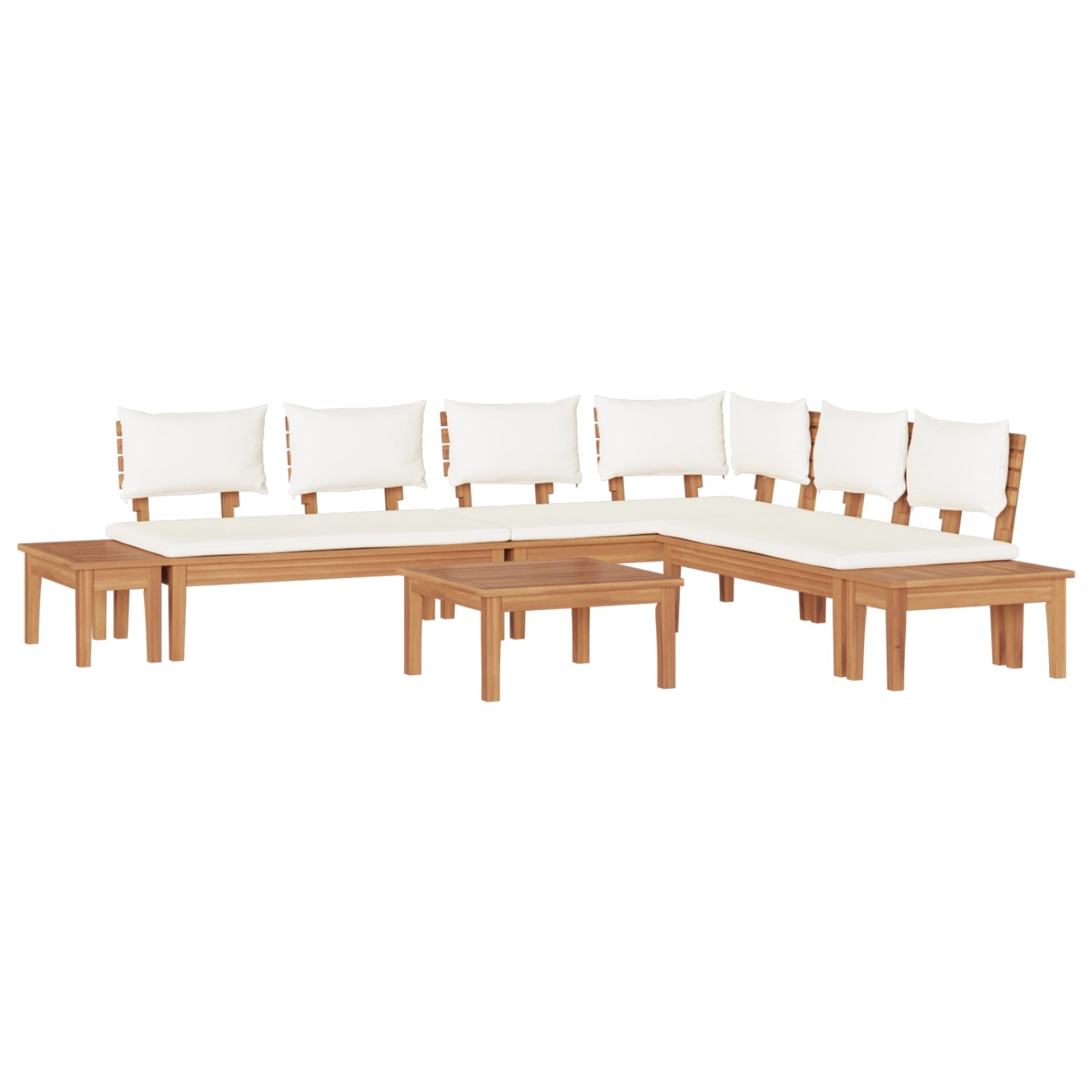 vidaXL Gartenbänke Set mit Kissen mit Speicher 4-Tlg Braun Creme 3356866