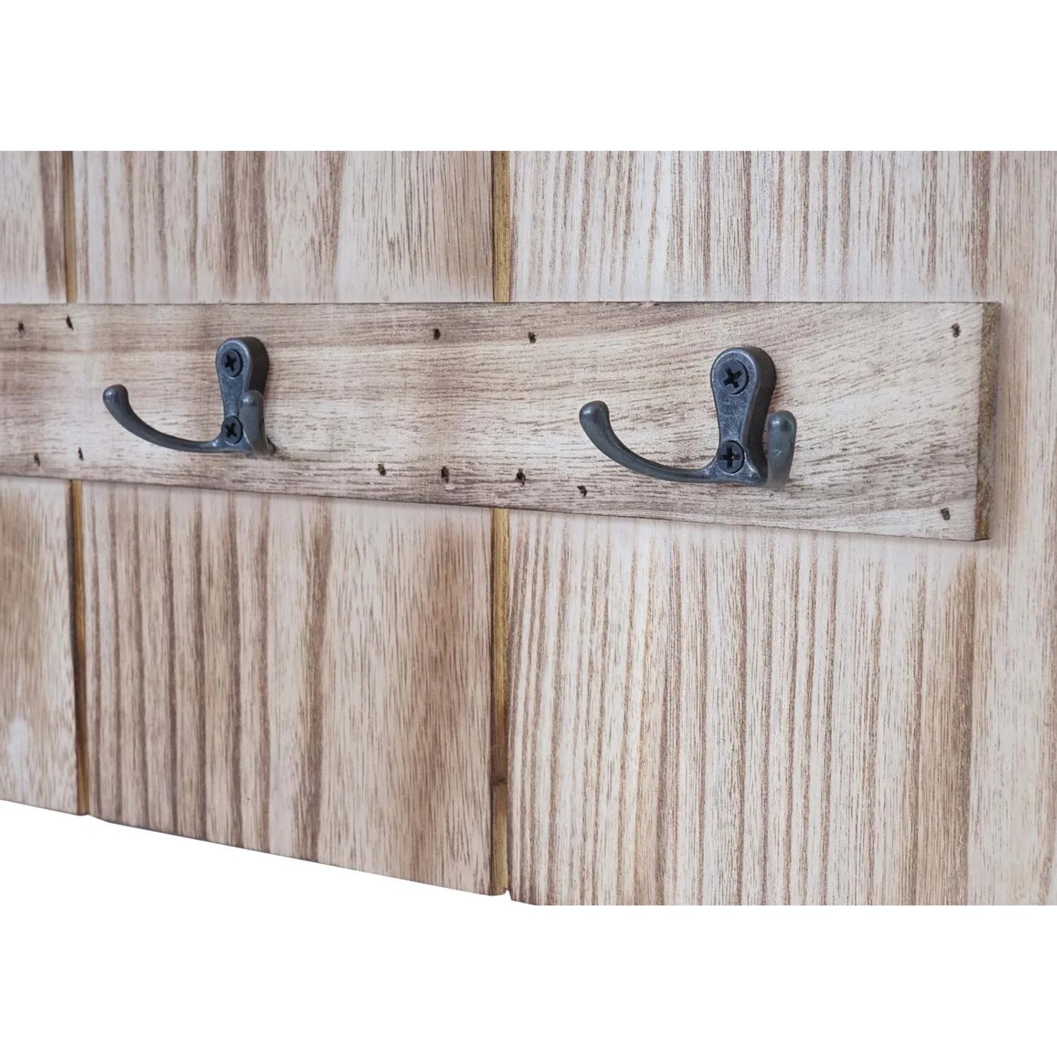 MCW Wandgarderobe C89 Welcome, Shabby Naturbraun mit 8 Haken.