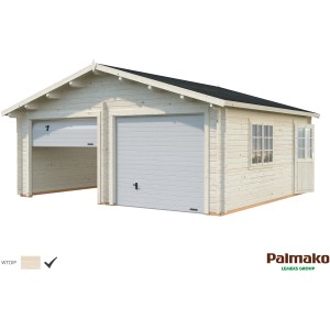 Palmako Holzgarage Roger mit Sektionaltor, tauchgrundiert, 575x510cm.