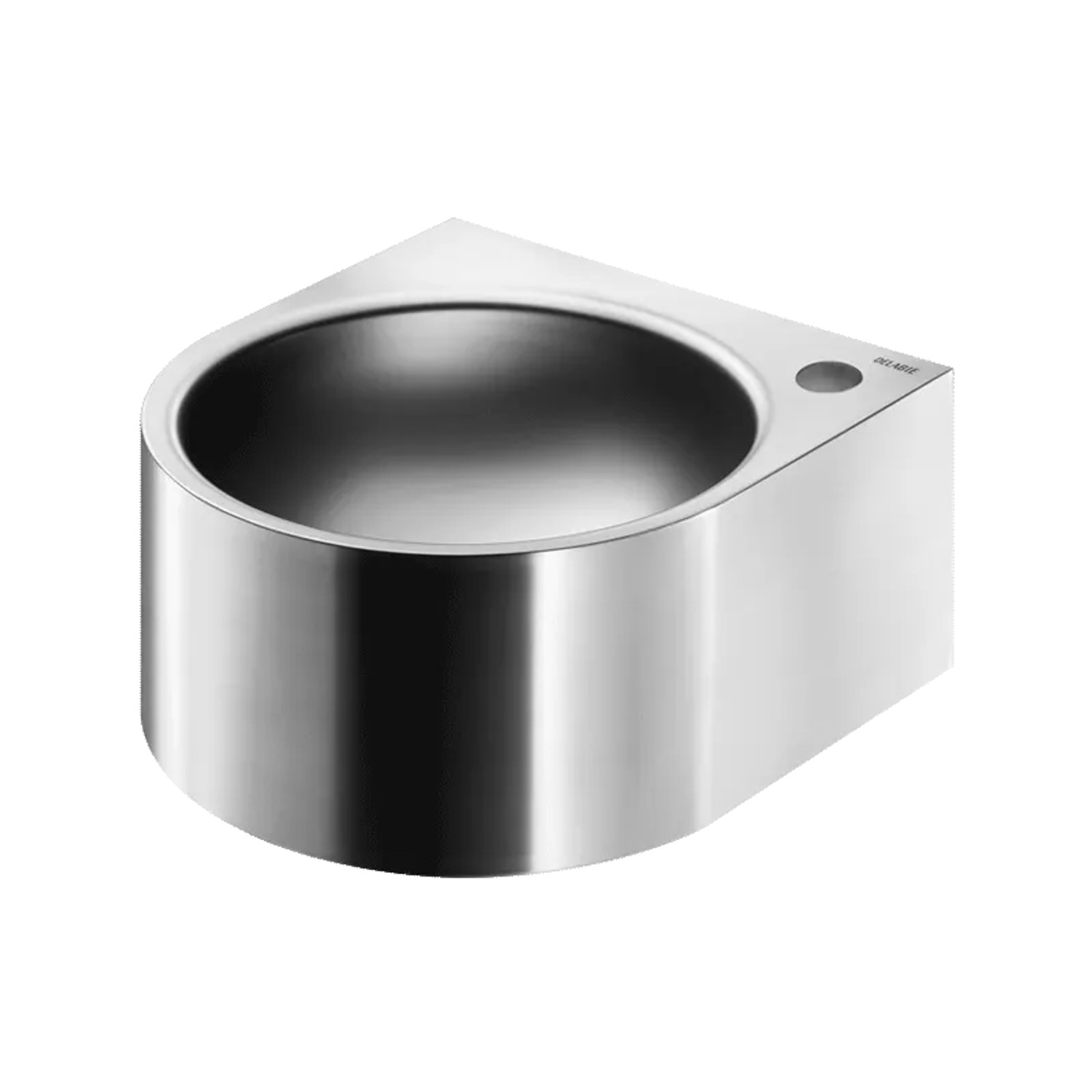 Delabie Handwaschbecken WT FACIL Hahnloch Ø35 rechts ohne Überlauf, Edelstahl 1.4301 sat.