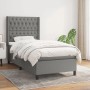 Dunkelgraues vidaXL Boxspringbett (90x190 cm) mit Stoffbezug, inklusive Matratze und Kopfteil.