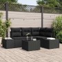 Schwarzes 5-tlg. vidaXL Garten-Sofa-Set aus Poly Rattan für Terrasse und Garten.