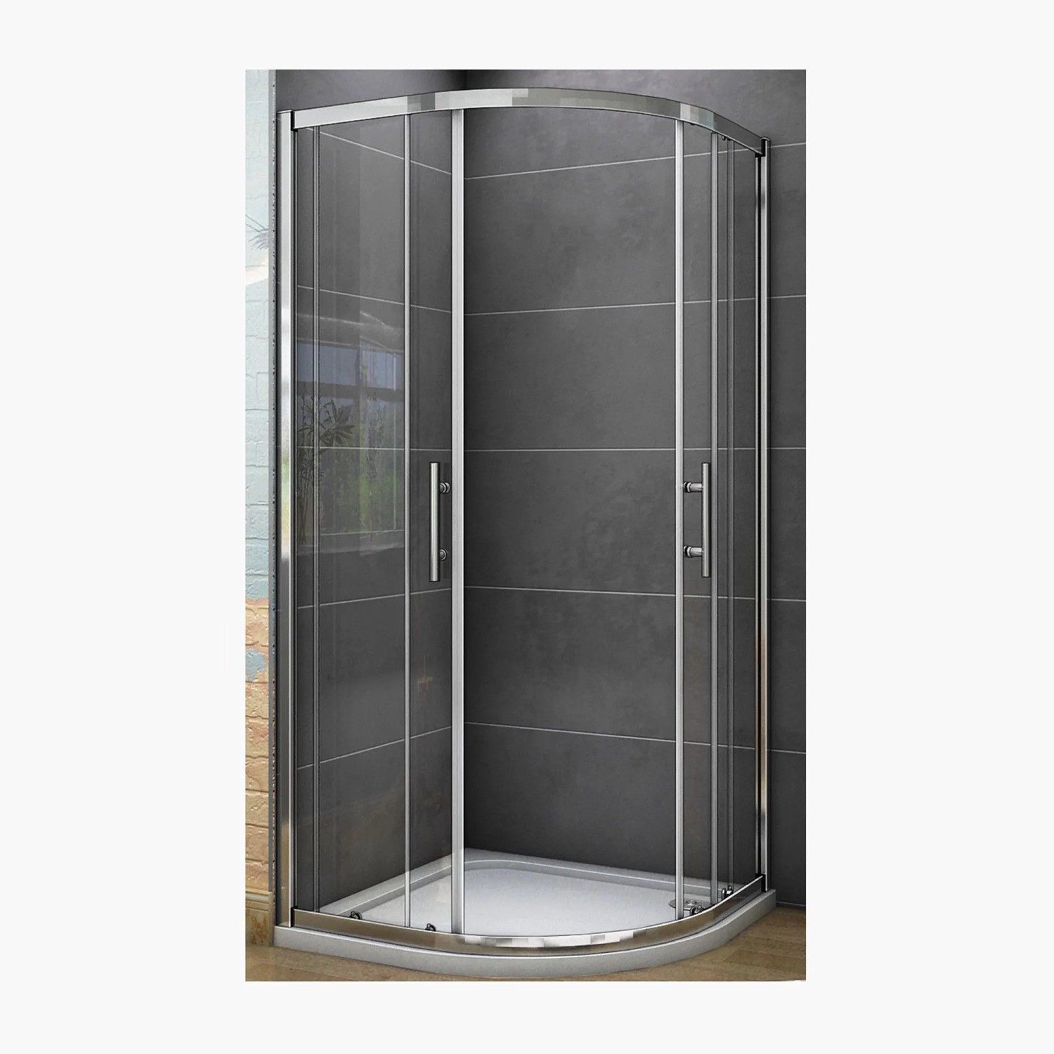 Duschparadies Duschkabine Viertelkreis 100 x 100 x 185cm Runddusche 5mm ESG Walkin Dusche Duschabtrennung Duschtür Schiebetür