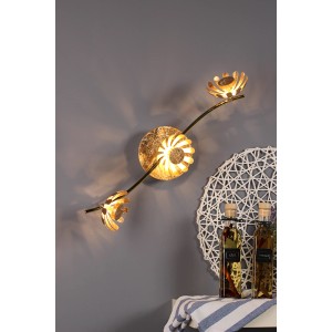 Goldene LED-Deckenleuchte Bloom-Spots von Luce Design, 3-flammig, Ø 10 cm.