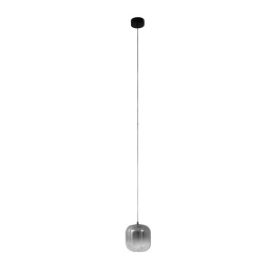 Moderne Lucande LED Pendelleuchte Avelinra mit Rauchglas-Schirm für Wohnzimmer.