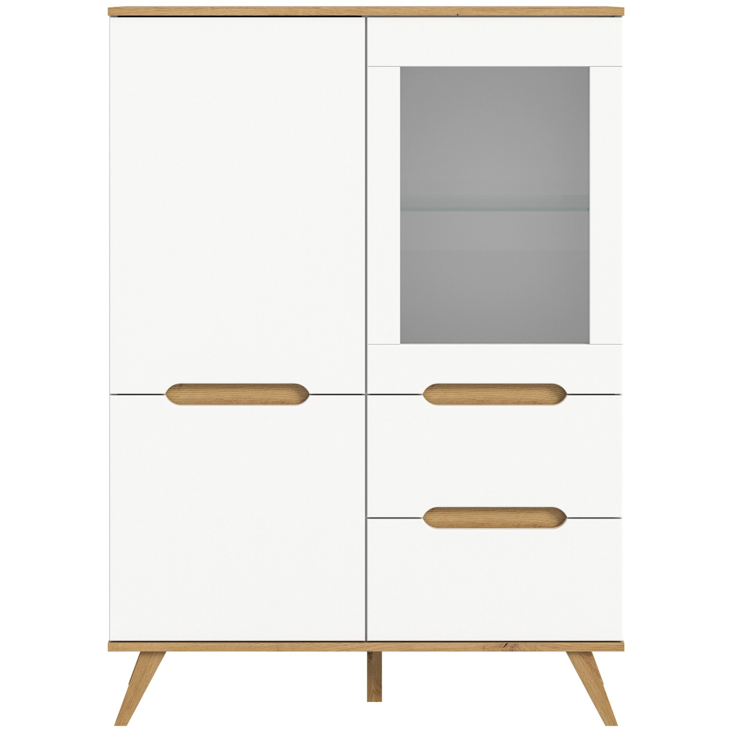 Inn.Furn Highboard Weiß Eiche 100 x 140 cm mit Soft Close Hygge günstig online kaufen
