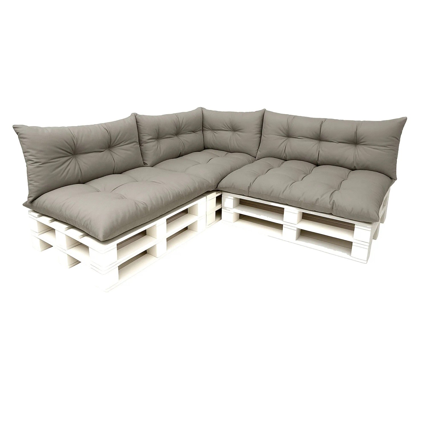 Setgarden Style 7er-Set Palettensofa Kissen Outdoor  120 x 60cm Sitzkissen + Rückenkissen 120 x 40 cm 1tlg Grau