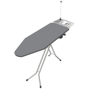 Michelino Bügelbrett, anthrazit, 38x120cm, mit Ablage und höhenverstellbarem Metallgestell.