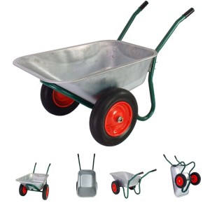 TRUTZHOLM Schubkarre mit 2 Rädern, 100l, 160kg, Vollgummi-Räder, Metallwanne.