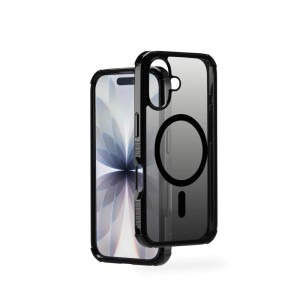 Hama Handyhülle Extreme Protect für Apple iPhone 17, transparent schwarz mit schwarzem Rahmen und Magnetring.