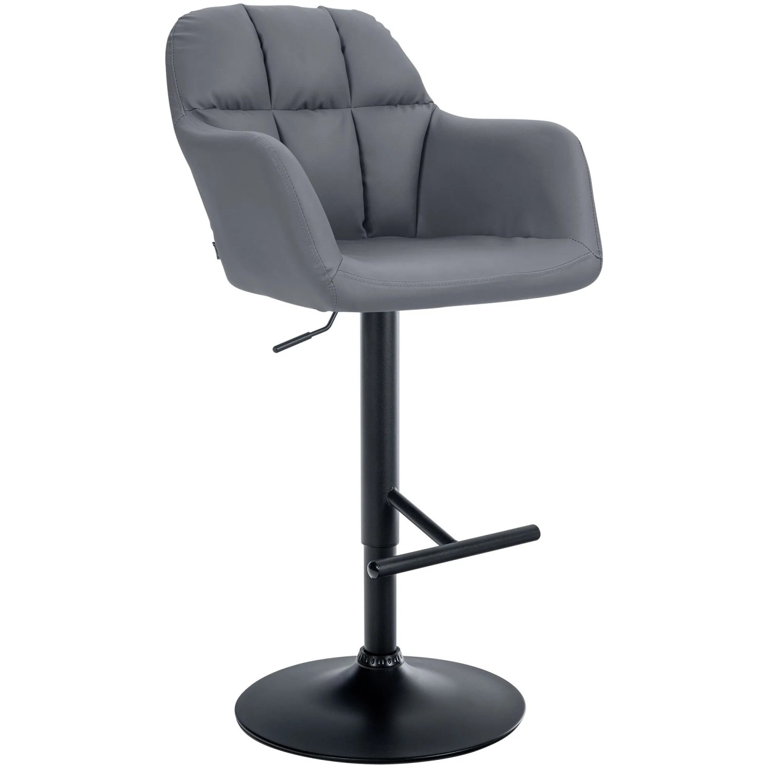 DELUKE Barhocker TUBEL Kunstleder Grau 57x59x97cm Schwarz Barstuhl Höhenverstellbar Mit Lehne Drehbar Tresenhocker Tresenstuhl
