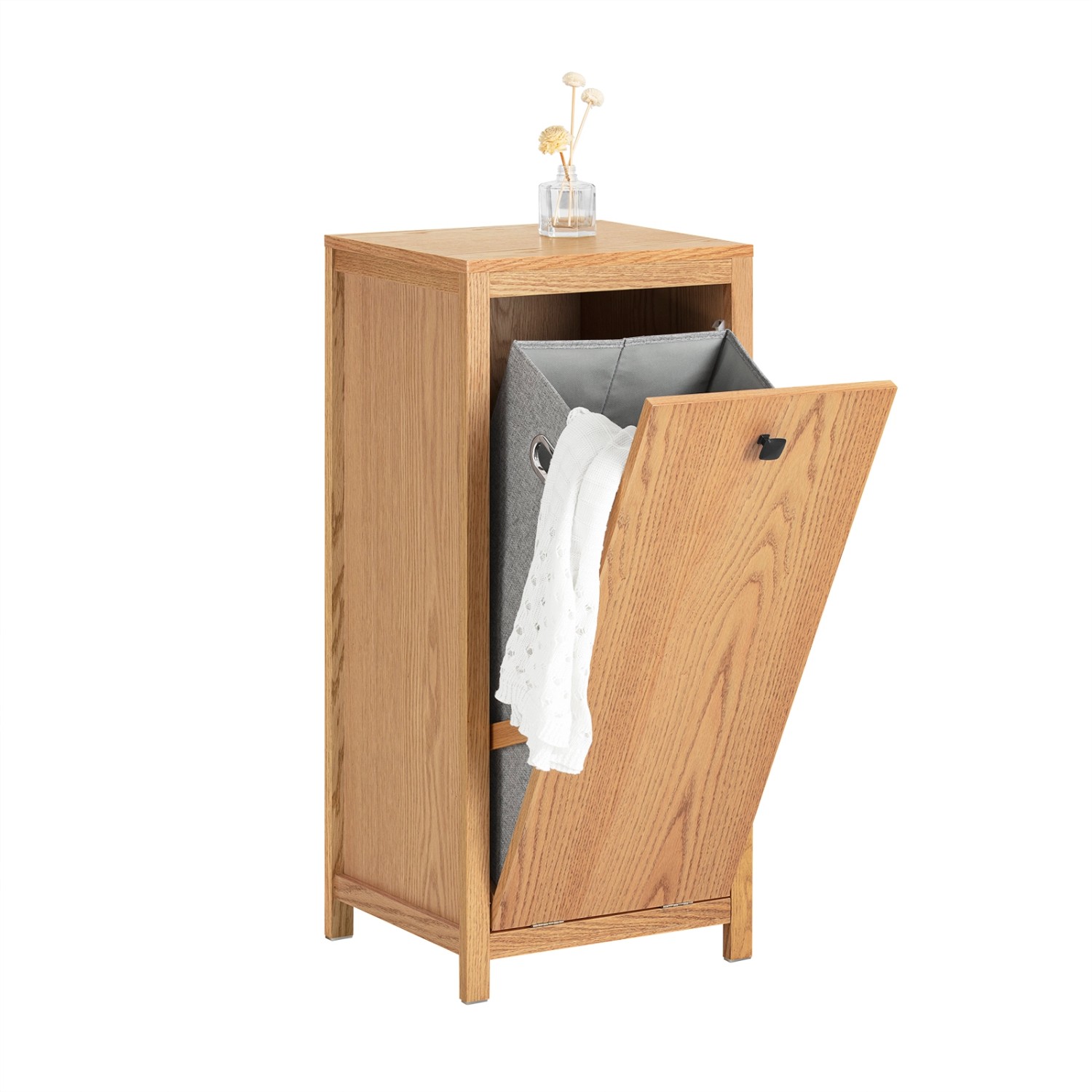 SoBuy Wäscheschrank mit ausklappbarem Wäschetruhe MDF Natur BZR96-N günstig online kaufen