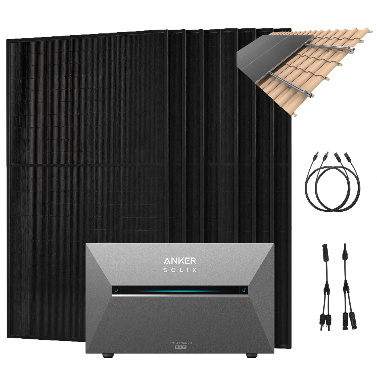 Anker SOLIX 4.000 W Balkonkraftwerk mit Solarbank 3 Pro Mit Halterung für Dachziegel