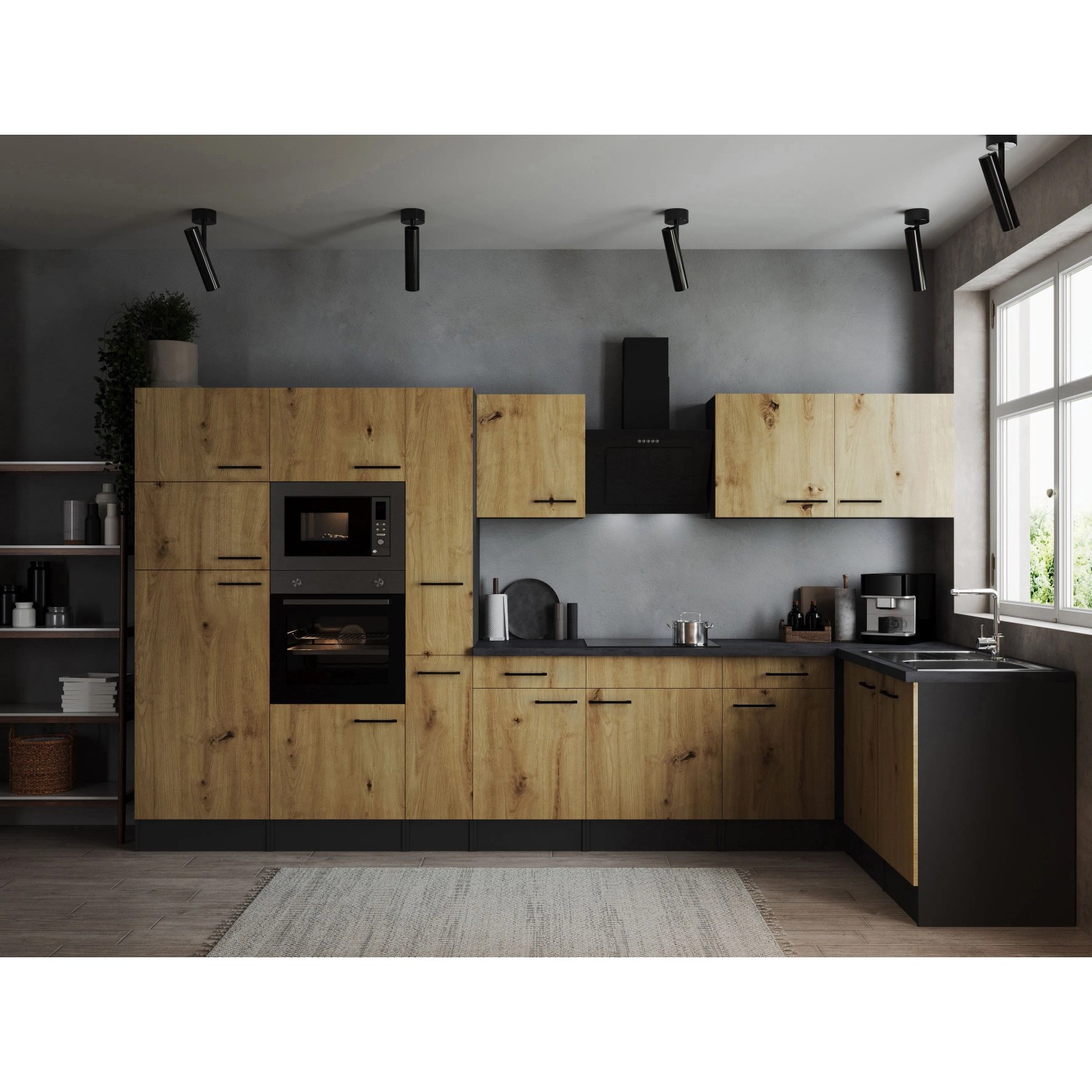 Respekta Winkelküche Oliver 370 cm Artisan Eiche