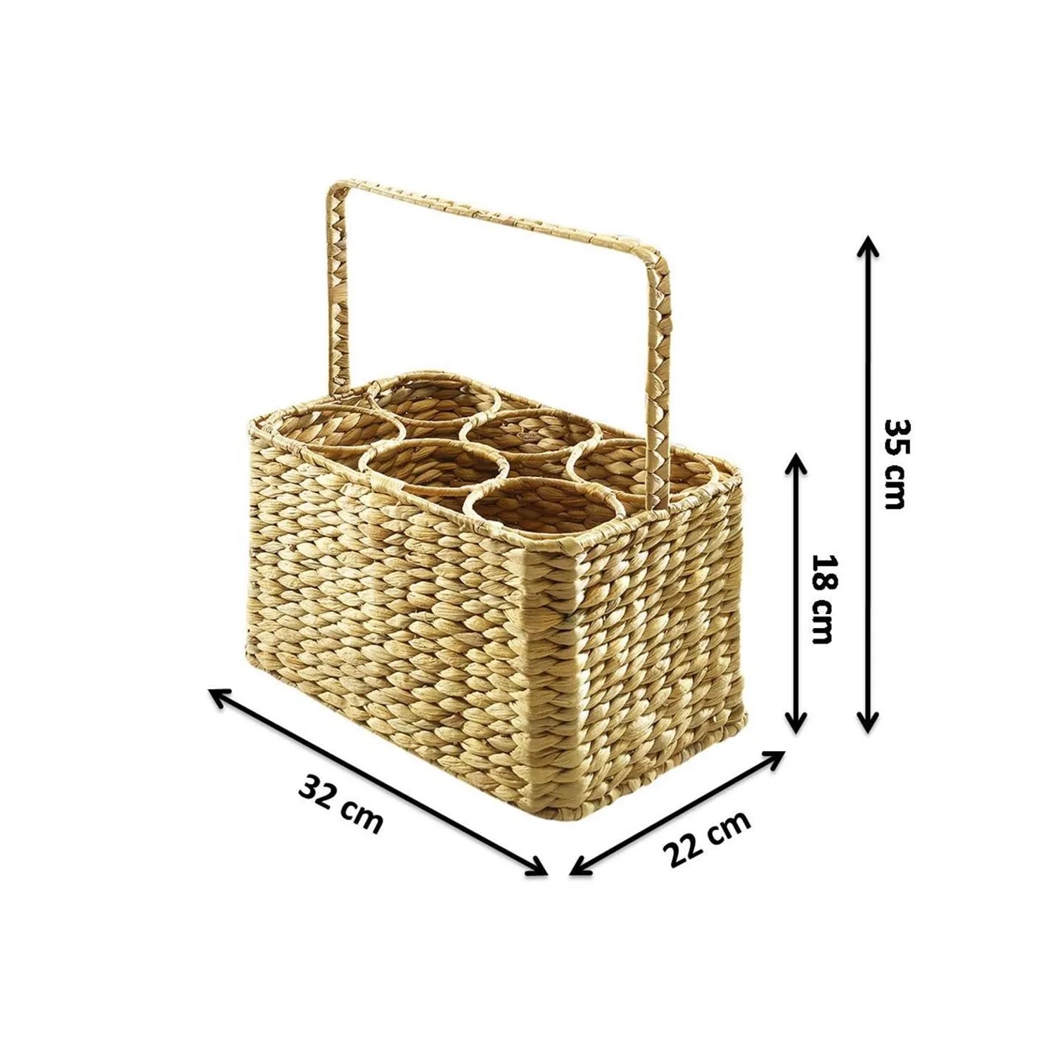 Kobolo Flaschenträger aus Wasserhyazinthe für 6 Flaschen, ideal für Badaccessoires und mehr.