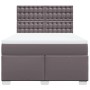 Graues vidaXL Boxspringbett 140x200 cm mit Kunstlederbezug, Matratze und Kopfteil.