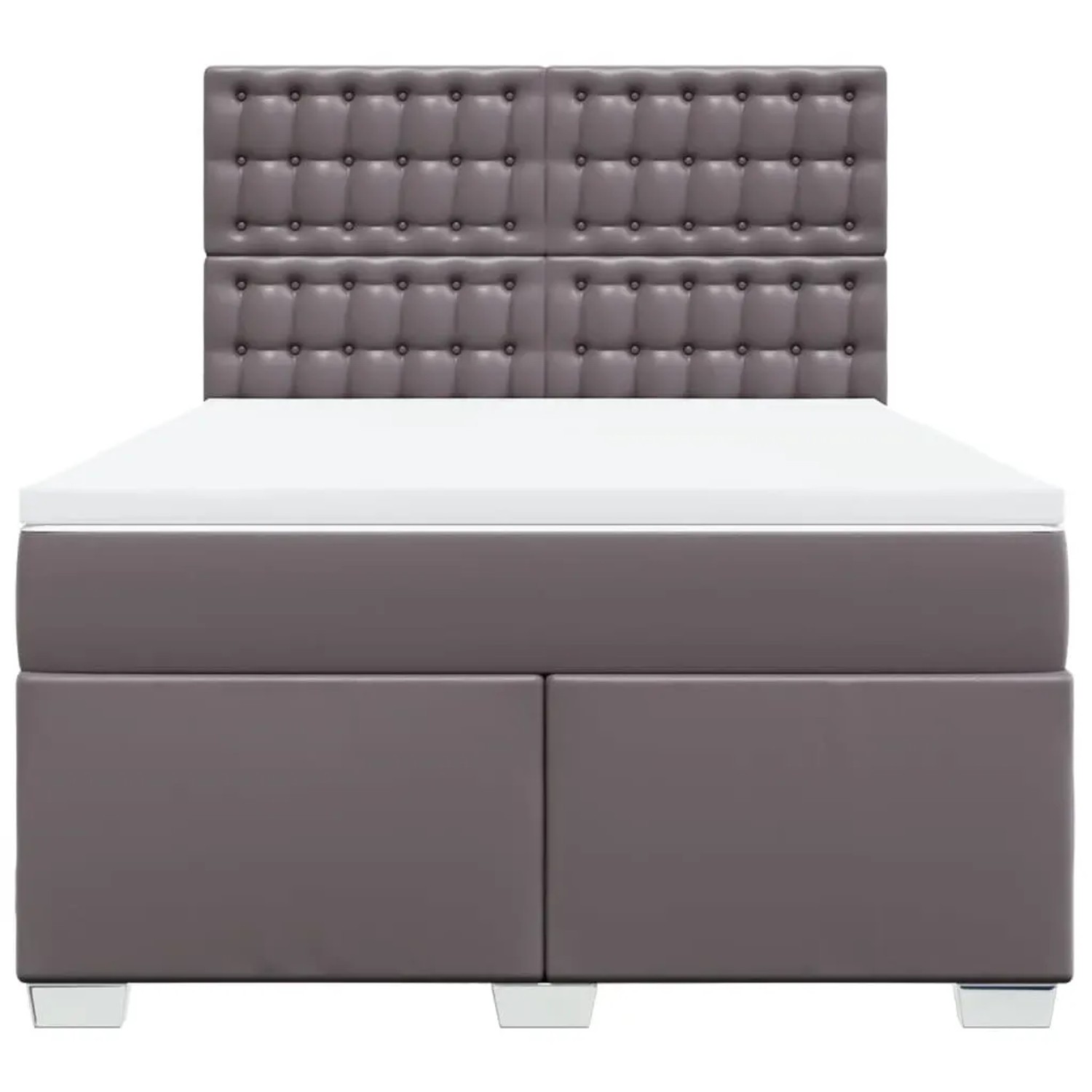 Graues vidaXL Boxspringbett 140x200 cm mit Kunstlederbezug, Matratze und Kopfteil.