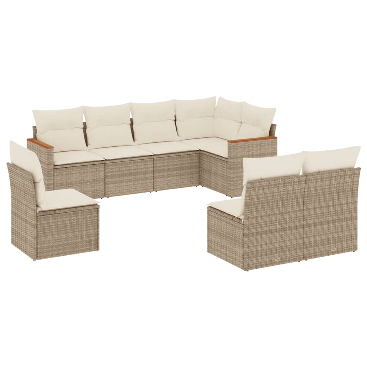 vidaXL 8-Tlg Garten-Sofagarnitur mit Kissen Beige Poly Rattan 3226044 günstig online kaufen