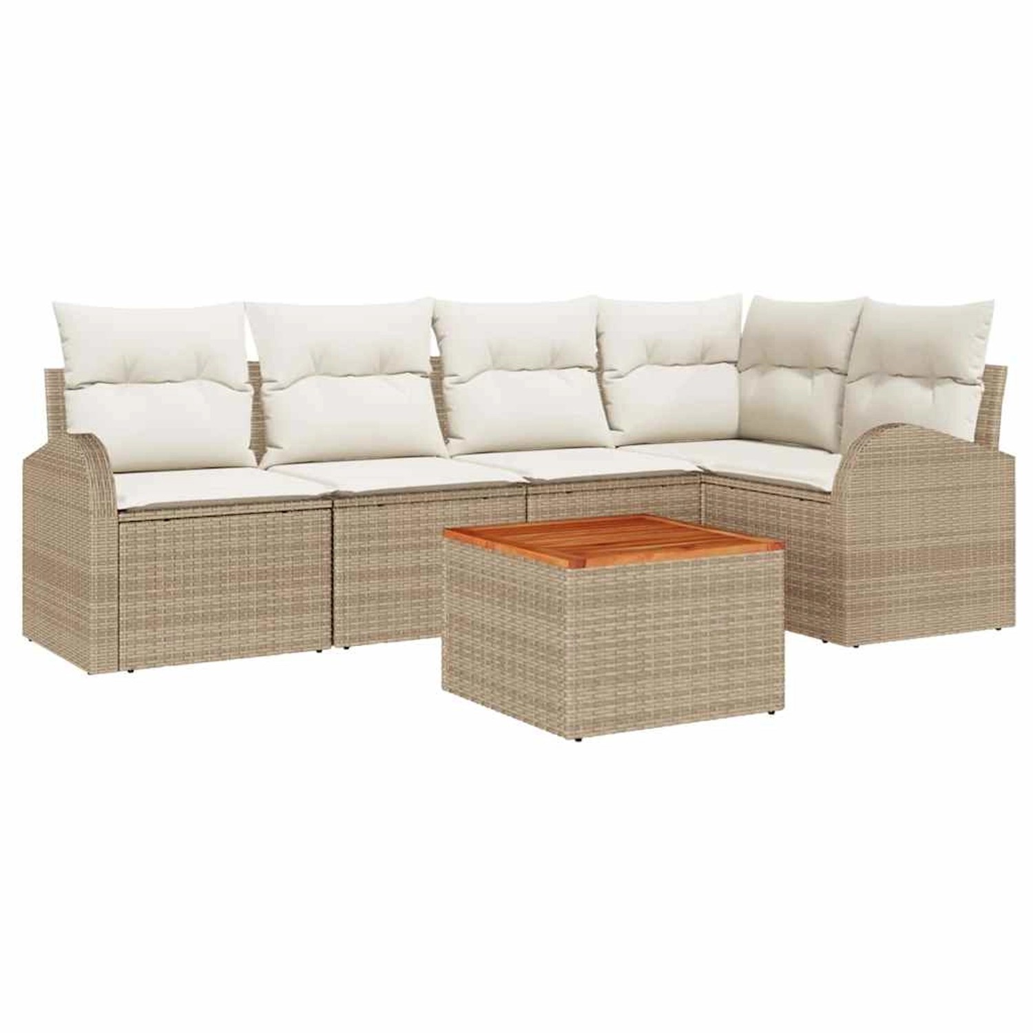 vidaXL Garten-Sofa-Set 6-Tlg Beige Poly Rattan 3347582 günstig online kaufen