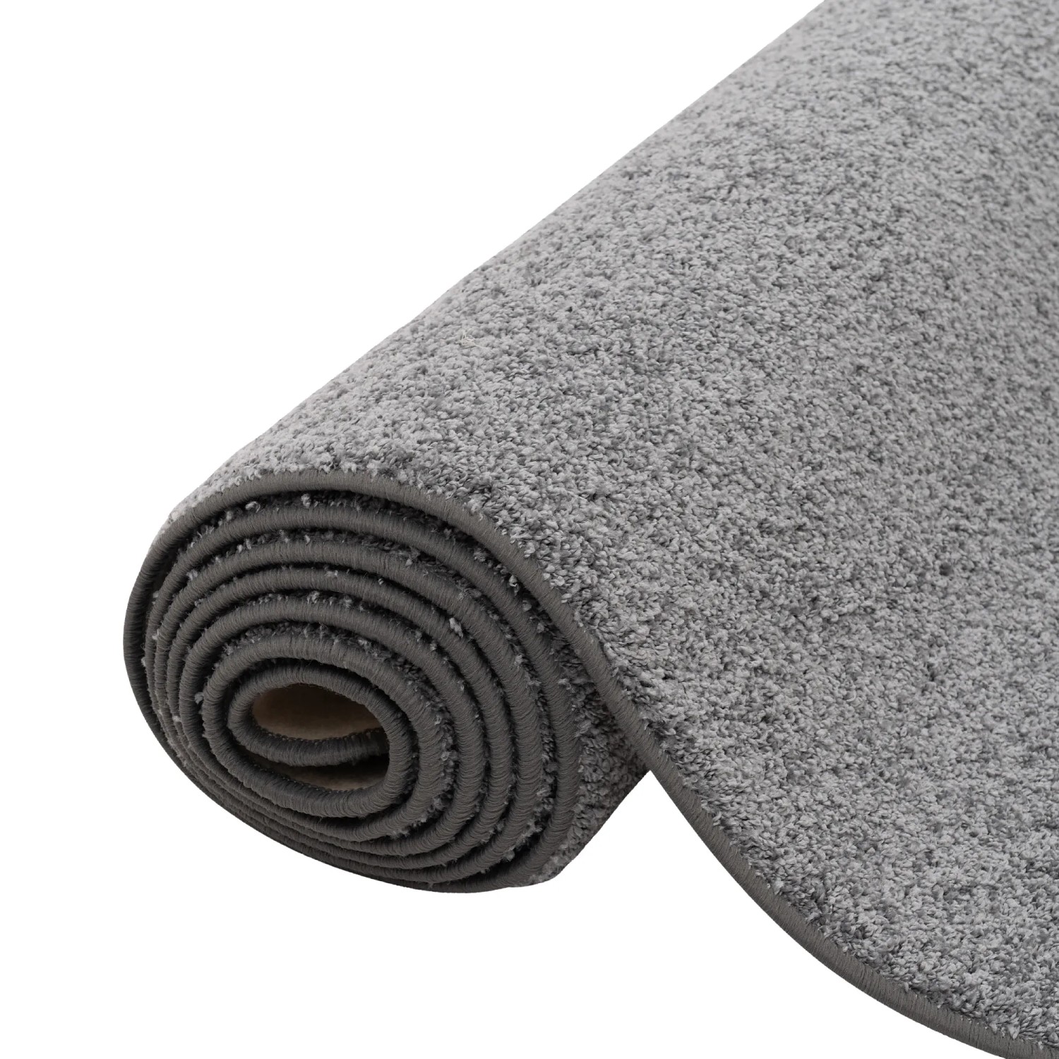 Grauer Snapstyle Hochflor Teppichläufer Mona, 80x400cm, gerollt.