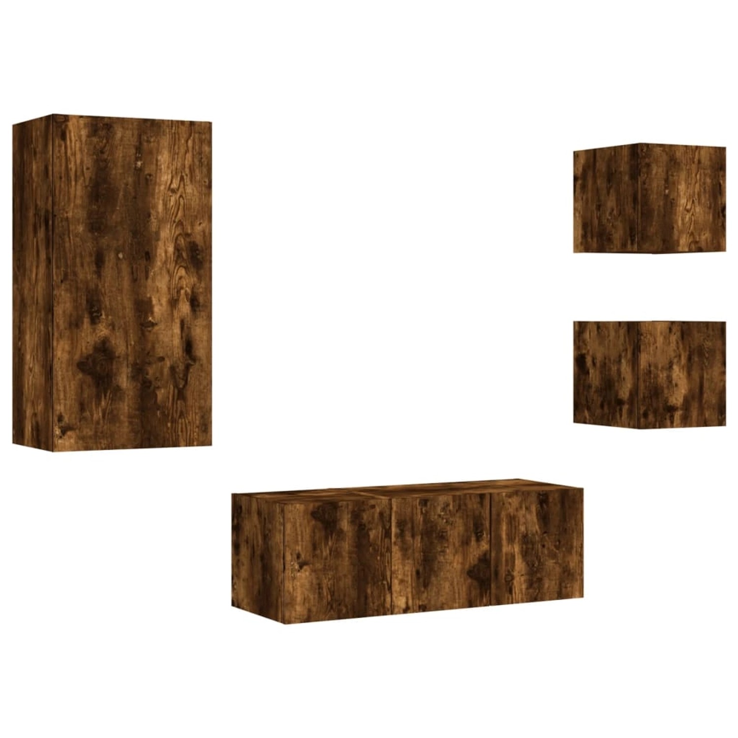 vidaXL 5-Tlg Wohnwand mit LED-Beleuchtung Räuchereiche Holzwerkstoff 321682 günstig online kaufen