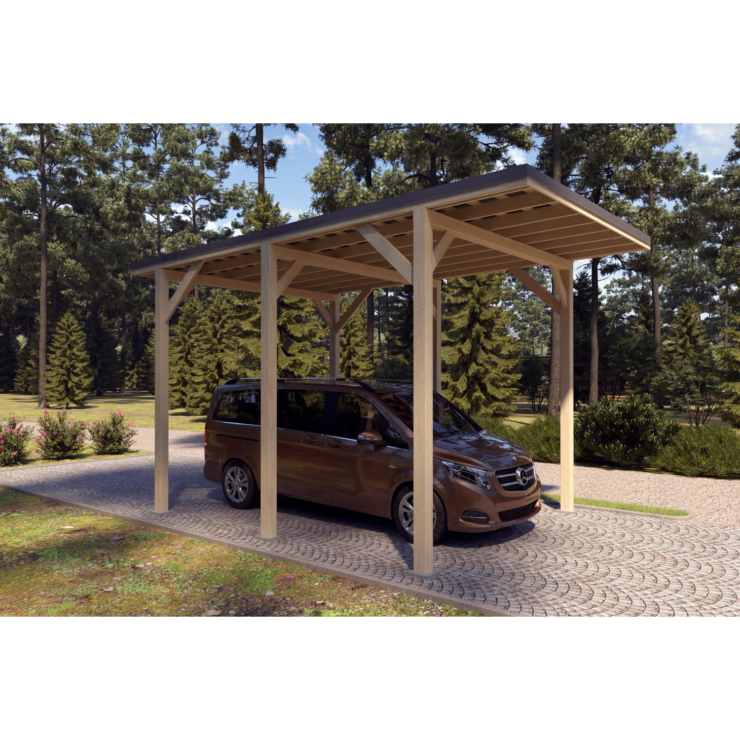 Holzbrüder Camping-Carport Ralf 24m² Imprägniert-Dunkelgrau günstig online kaufen
