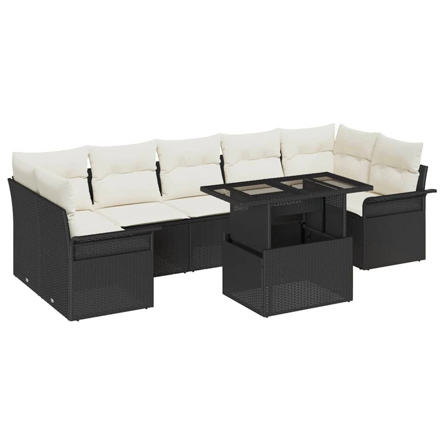 vidaXL Garten-Sofa-Set mit Kissen 8-Tlg Schwarz Poly Rattan 3348233 günstig online kaufen